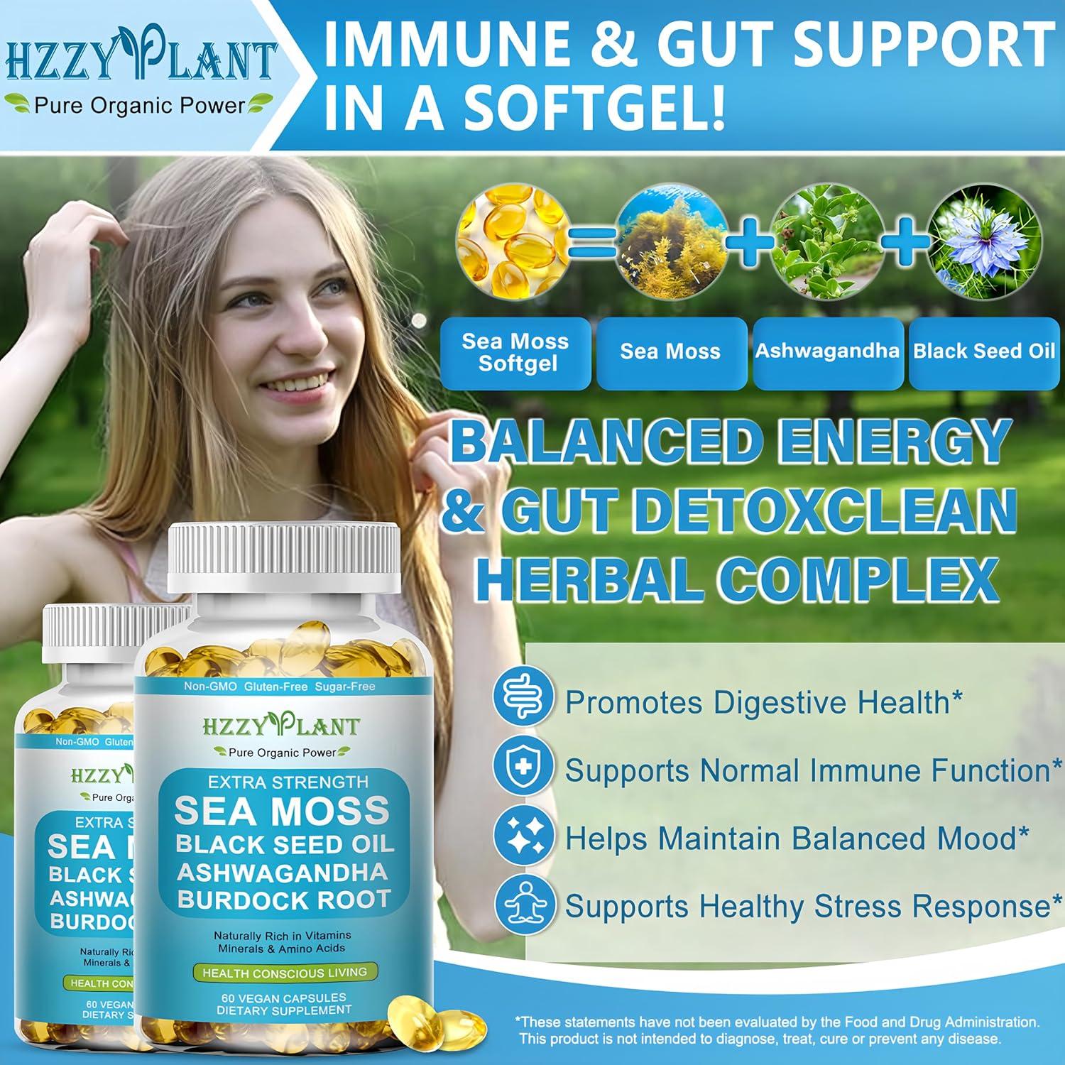 Cápsulas de Musgo Marino Irlandés HZZYPLANT 60 Porciones