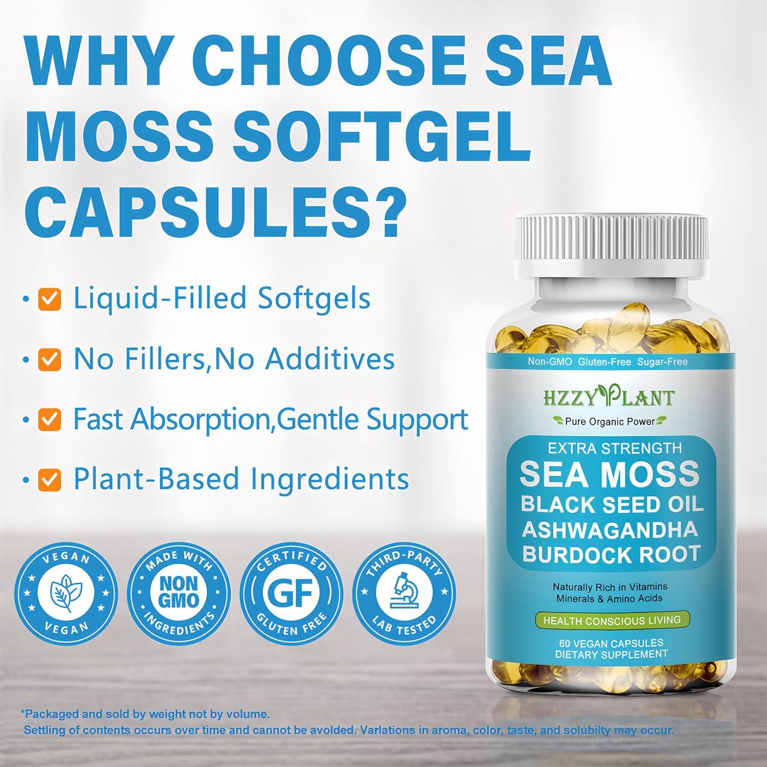 Cápsulas de Musgo Marino Irlandés HZZYPLANT 60 Porciones