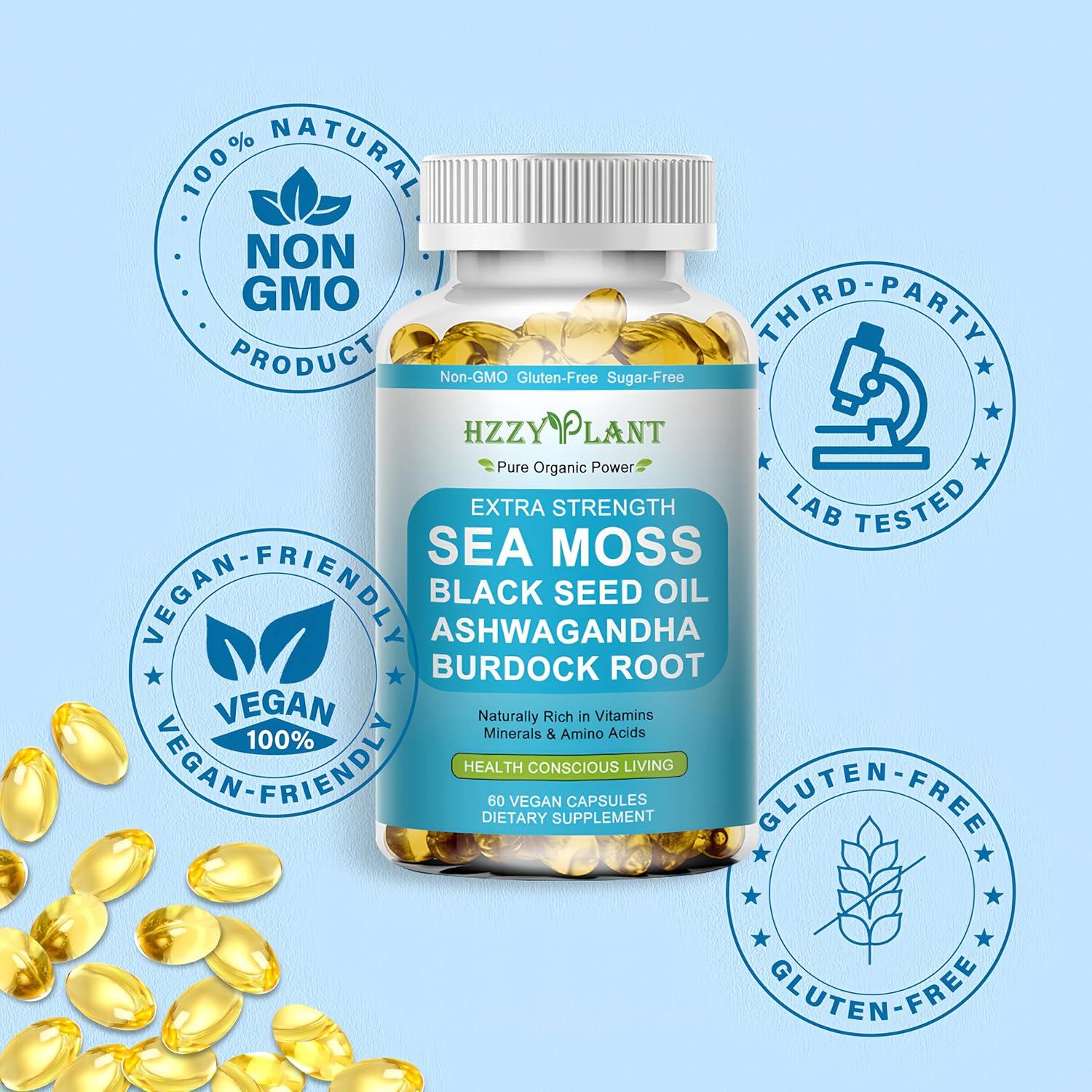 Cápsulas de Musgo Marino Irlandés HZZYPLANT 60 Porciones