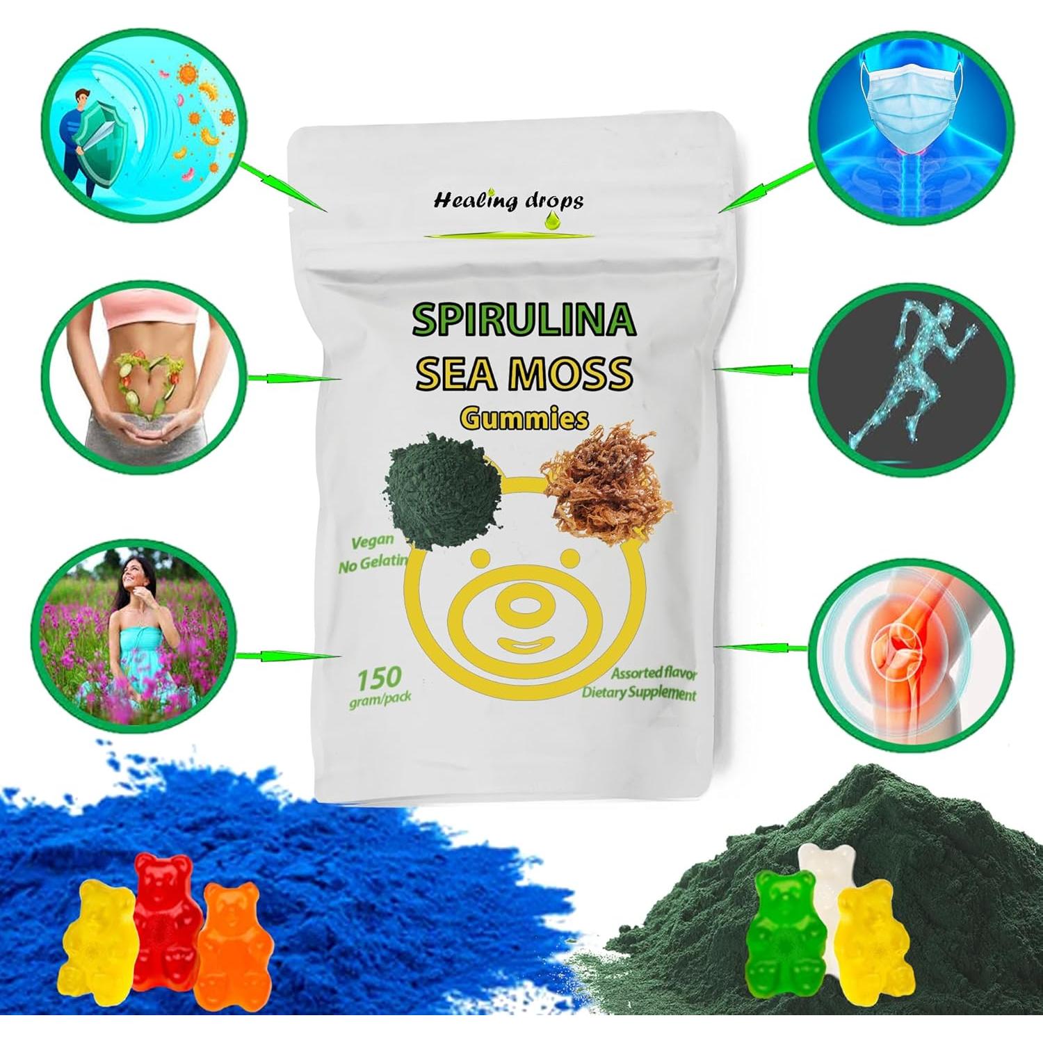 Gomitas de Spirulina y Musgo Marino Healing Drops 50 Unidades