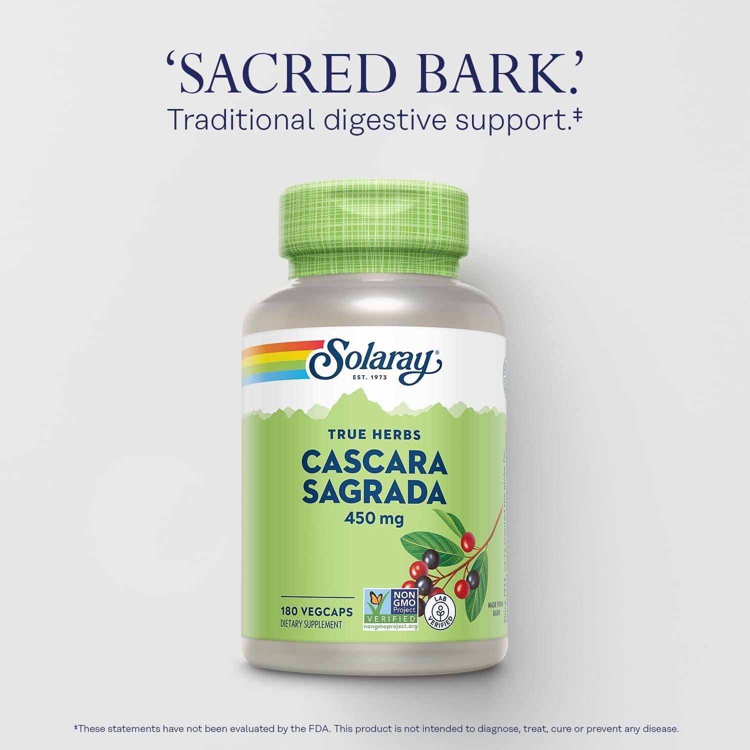 Cáscara Sagrada Solaray 450 mg - 180 VegCaps Digestivas