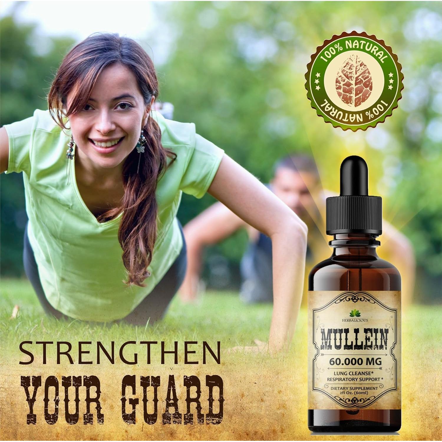 Gotas de Mullein Herbalicious 59.15 ml - Suplemento Pulmones