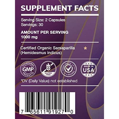 Cápsulas de Sarsaparilla HerbEra 60 unidades 500 mg 100% Natural