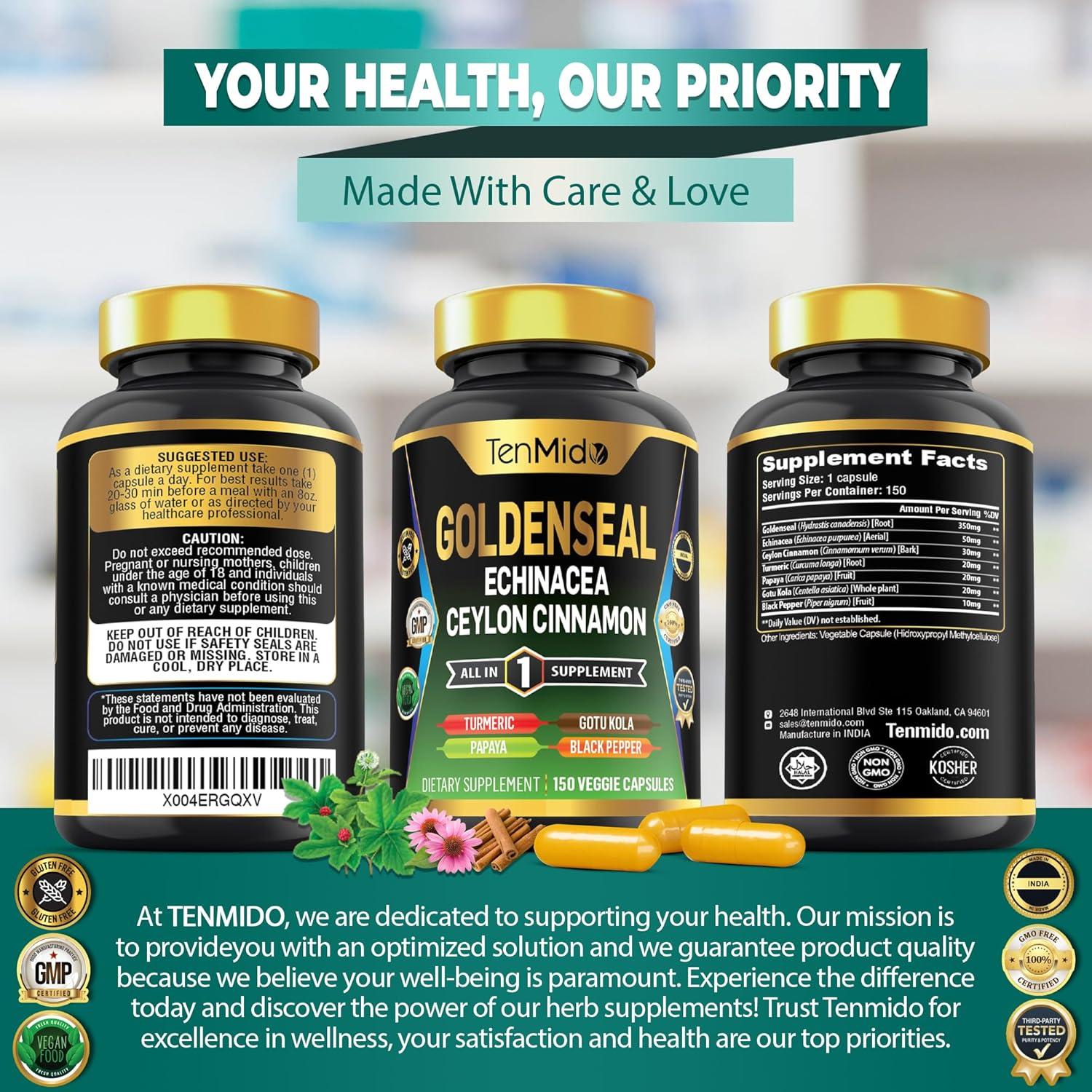 Suplemento de Sello Dorado Tenmido - 150 Cápsulas Digestivas