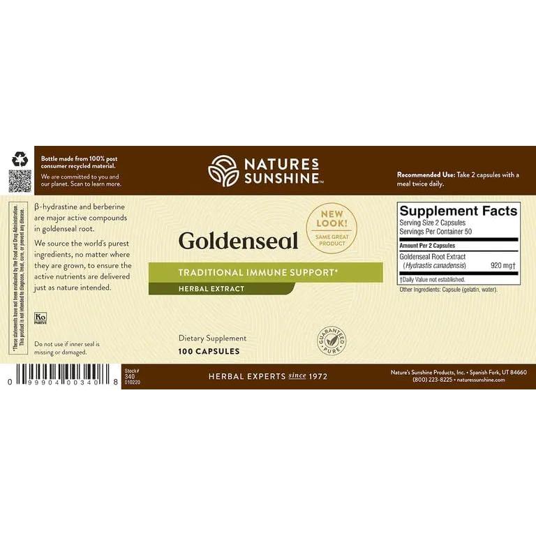 Sello Dorado Nature's Sunshine 100 Cápsulas 85g Inmunidad