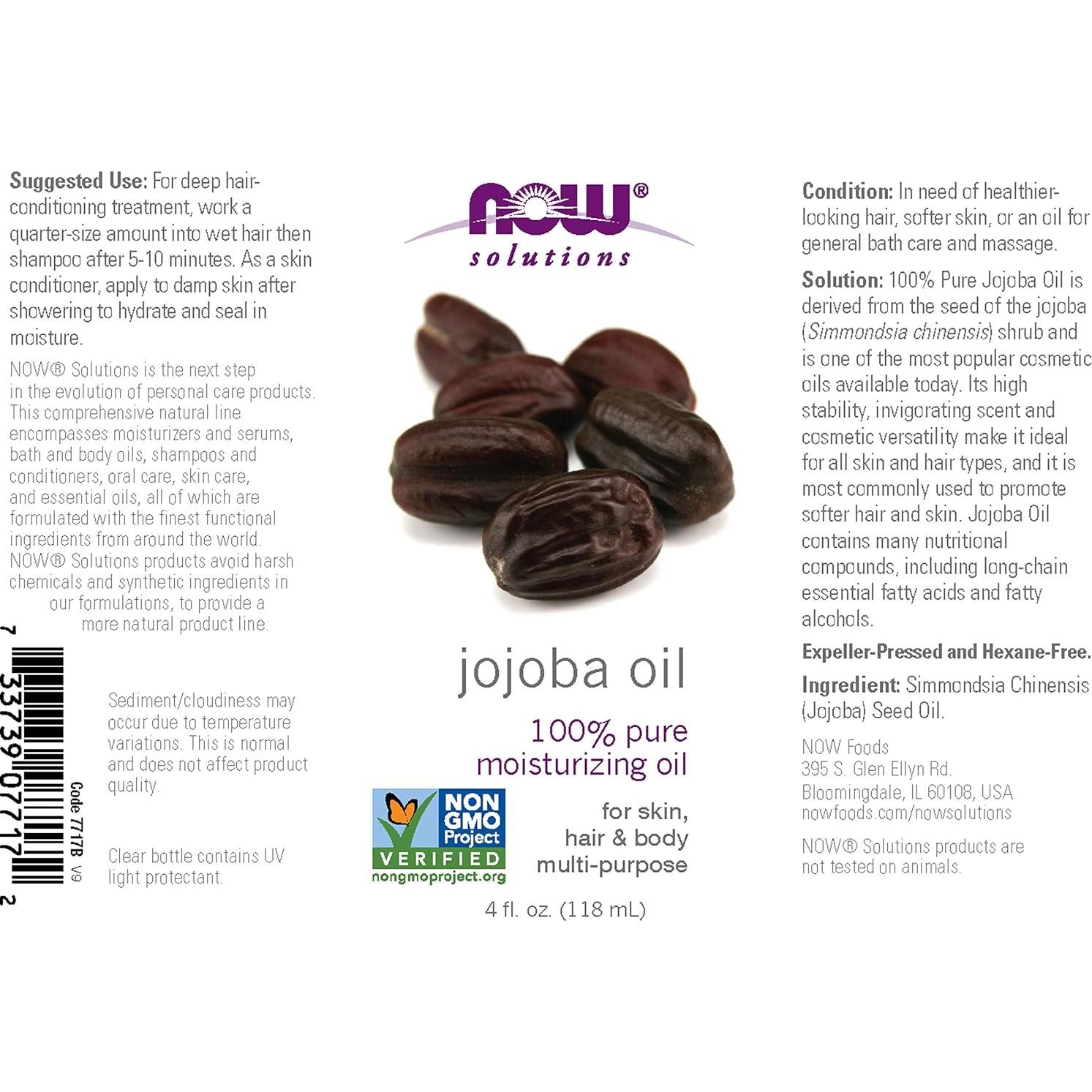 Aceite de Jojoba Puro Now Foods 113.4 ml Multiusos