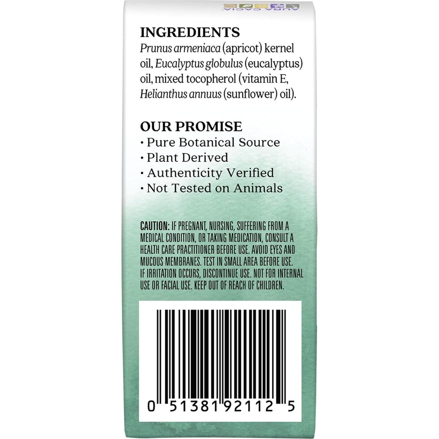 Aura Cacia Eucalipto Roll-On 9.2 ml - Aceite Esencial Puro