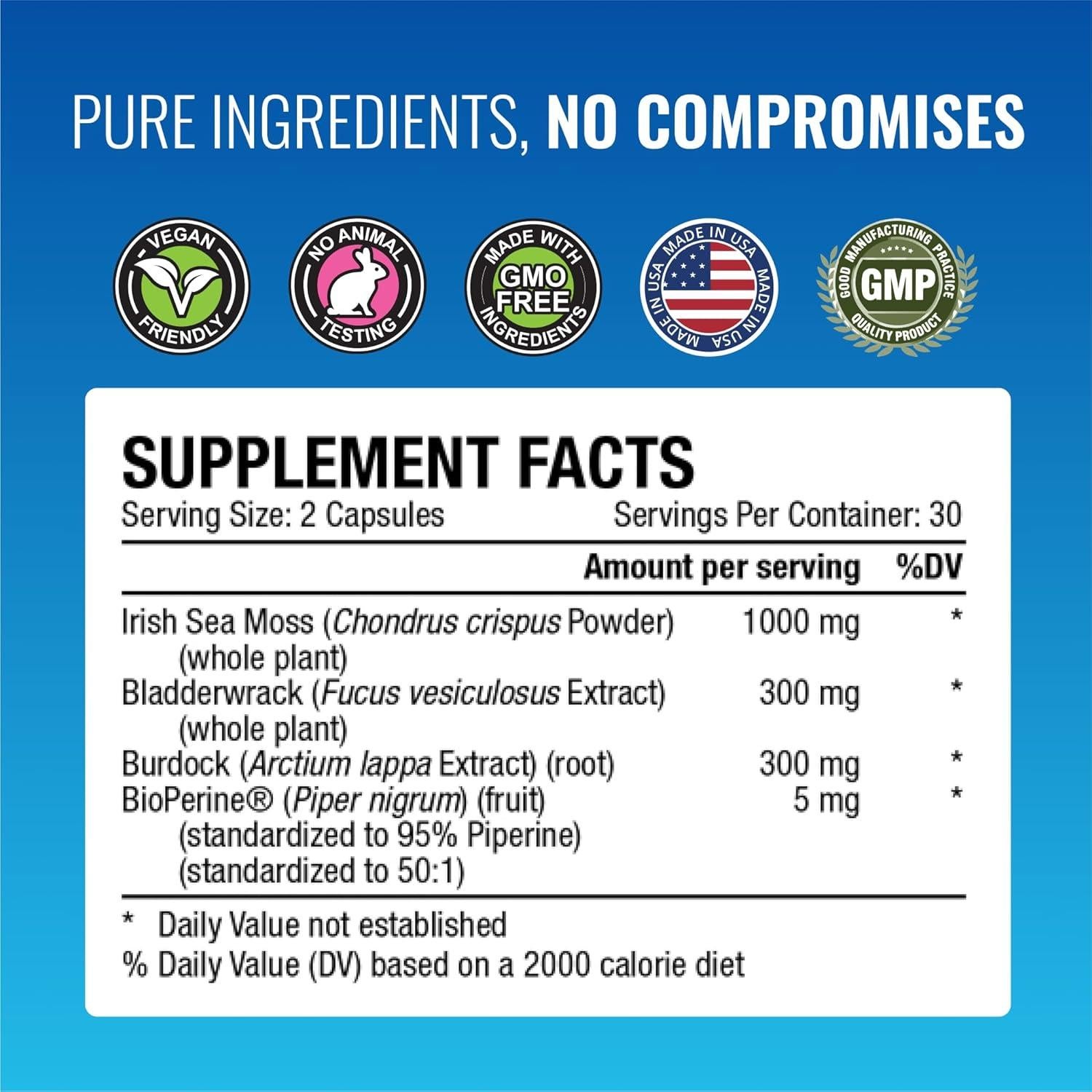 Suplemento Musgo Marino Irlandés Approved Science 180 Cápsulas