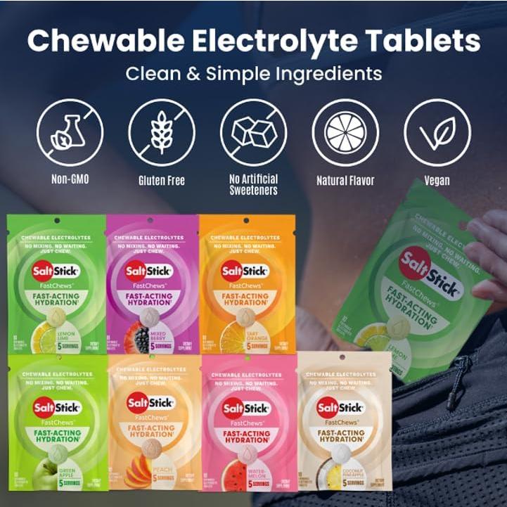 Tabletas de Electrolitos Masticables SaltStick - 120 Contenidos