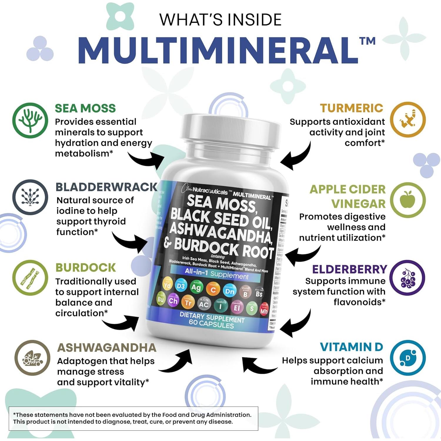 Suplemento Clean Nutraceuticals Musgo Marino 15 Ingredientes
