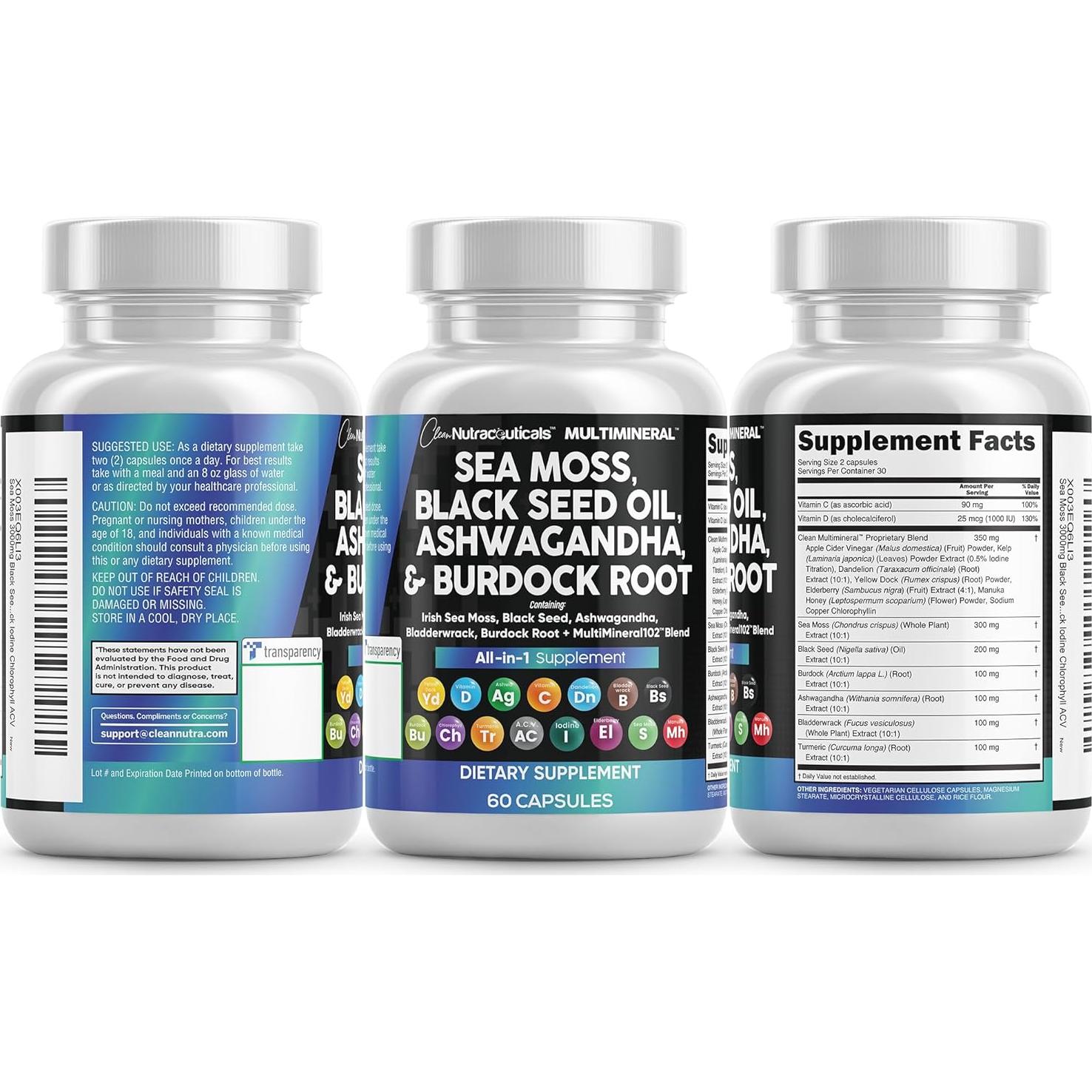 Suplemento Clean Nutraceuticals Musgo Marino 15 Ingredientes