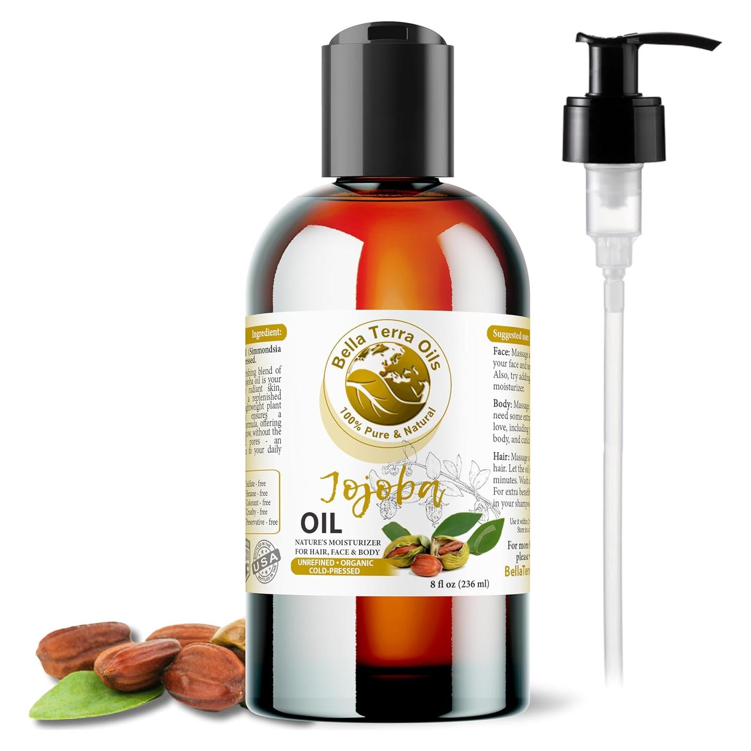 Aceite de Jojoba Orgánico Bella Terra 236.6ml - Hidratante Piel y Cabello