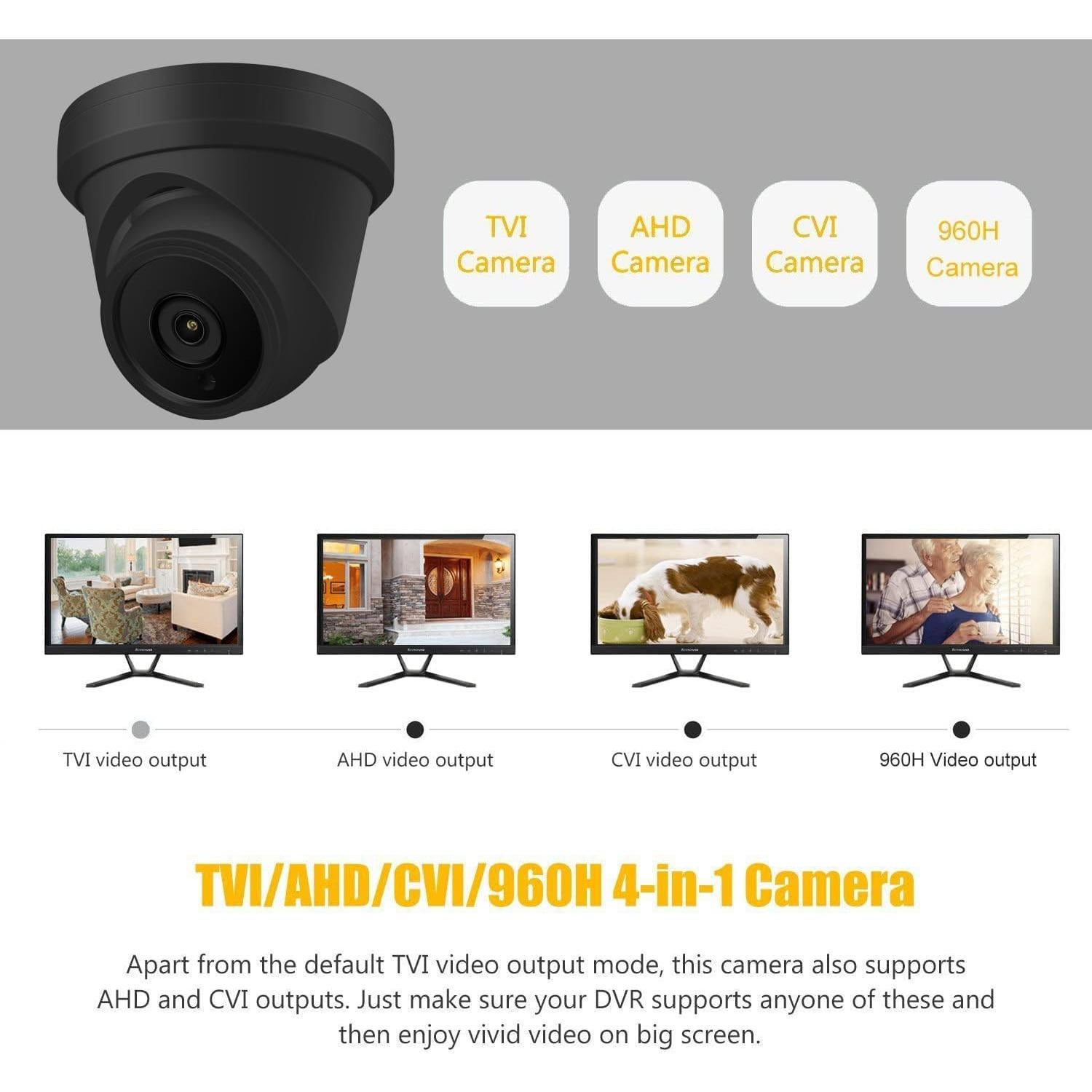 Cámara de Seguridad Domo Analógica 4MP Real HD, Visión Nocturna 20m