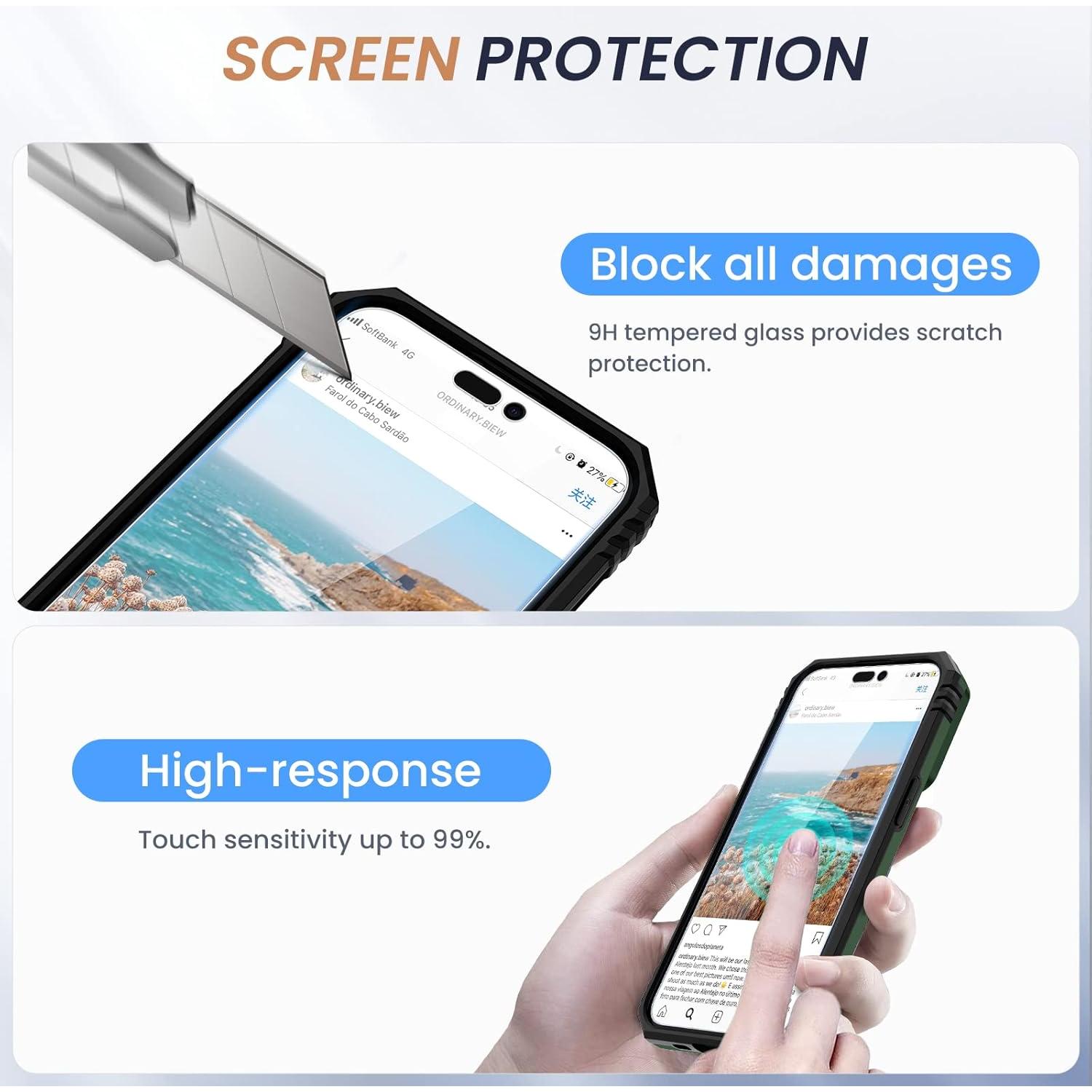 Funda Goton para iPhone 14 Pro con Protector de Pantalla Verde