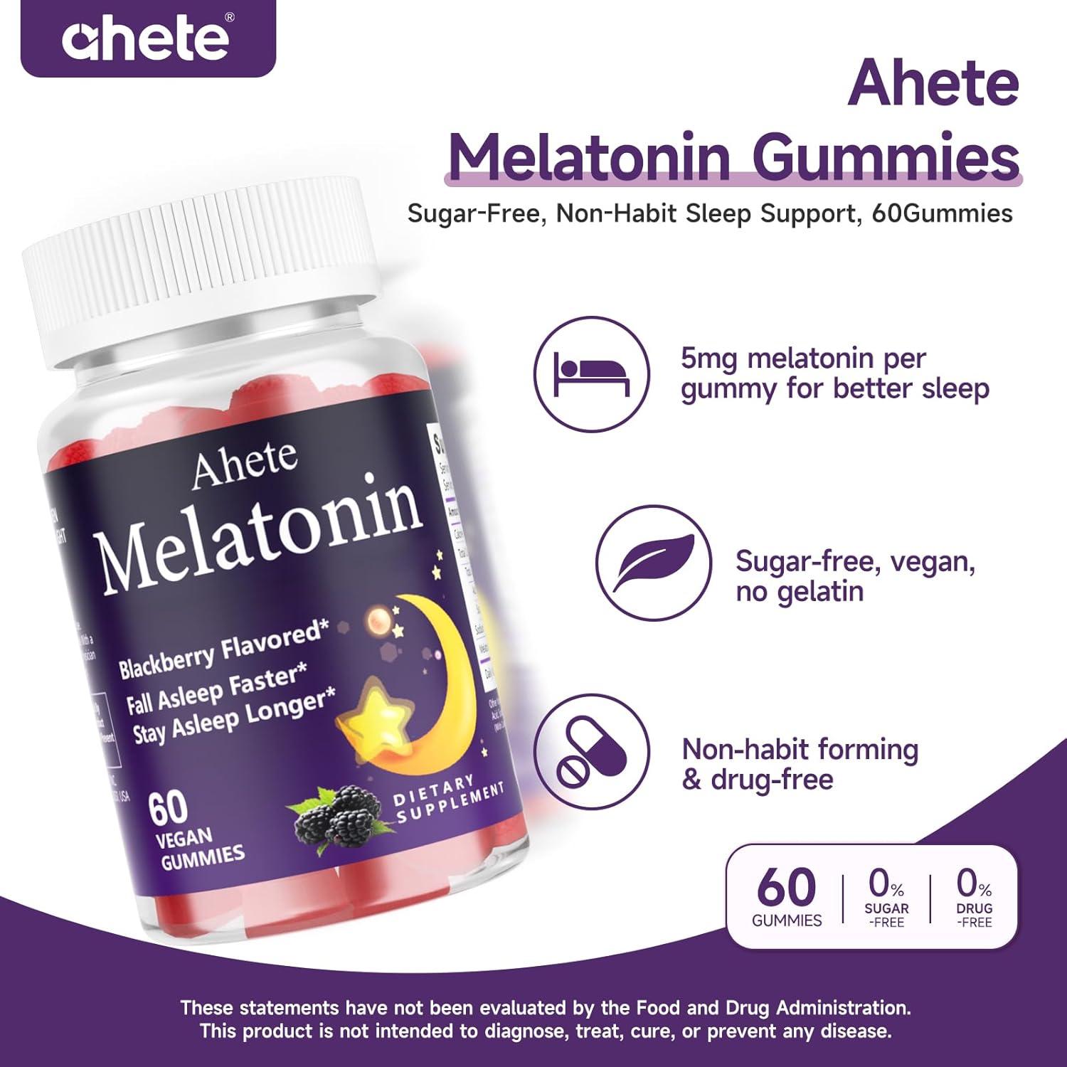 Gomitas de Melatonina 5mg Ahete Sabor Frambuesa 60 Unidades