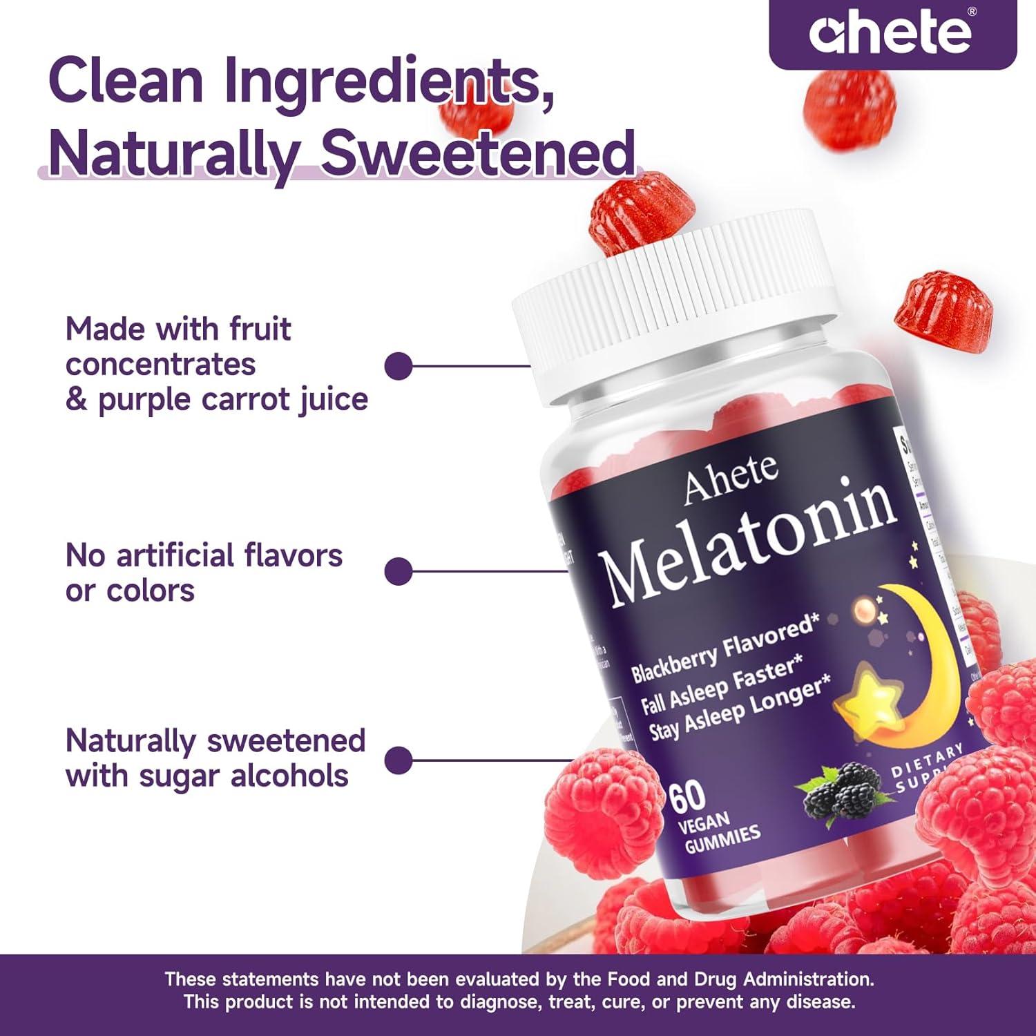 Gomitas de Melatonina 5mg Ahete Sabor Frambuesa 60 Unidades