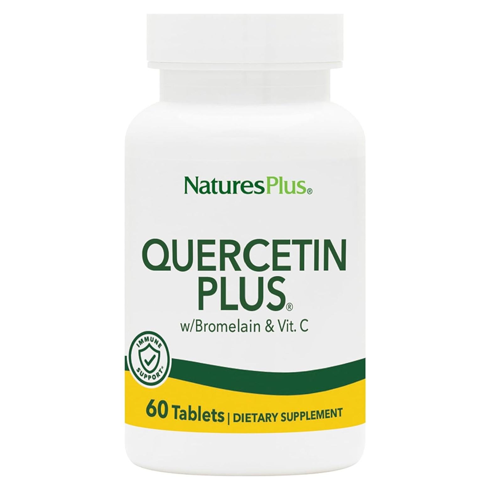 Quercetina Plus NaturesPlus 650 mg con Vitamina C y Bromelina - 60 Tabletas Vegetarianas