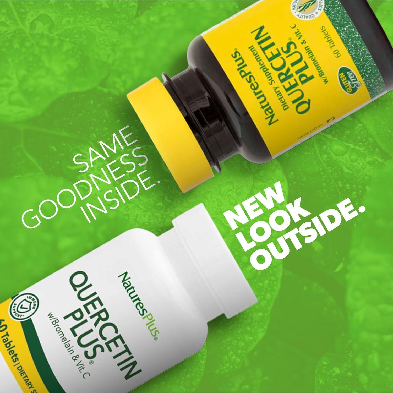 Quercetina Plus NaturesPlus 650 mg con Vitamina C y Bromelina - 60 Tabletas Vegetarianas