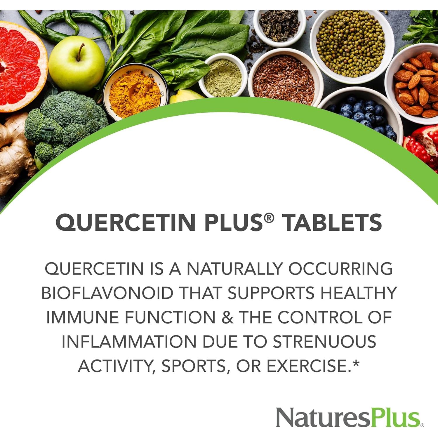 Quercetina Plus NaturesPlus 650 mg con Vitamina C y Bromelina - 60 Tabletas Vegetarianas