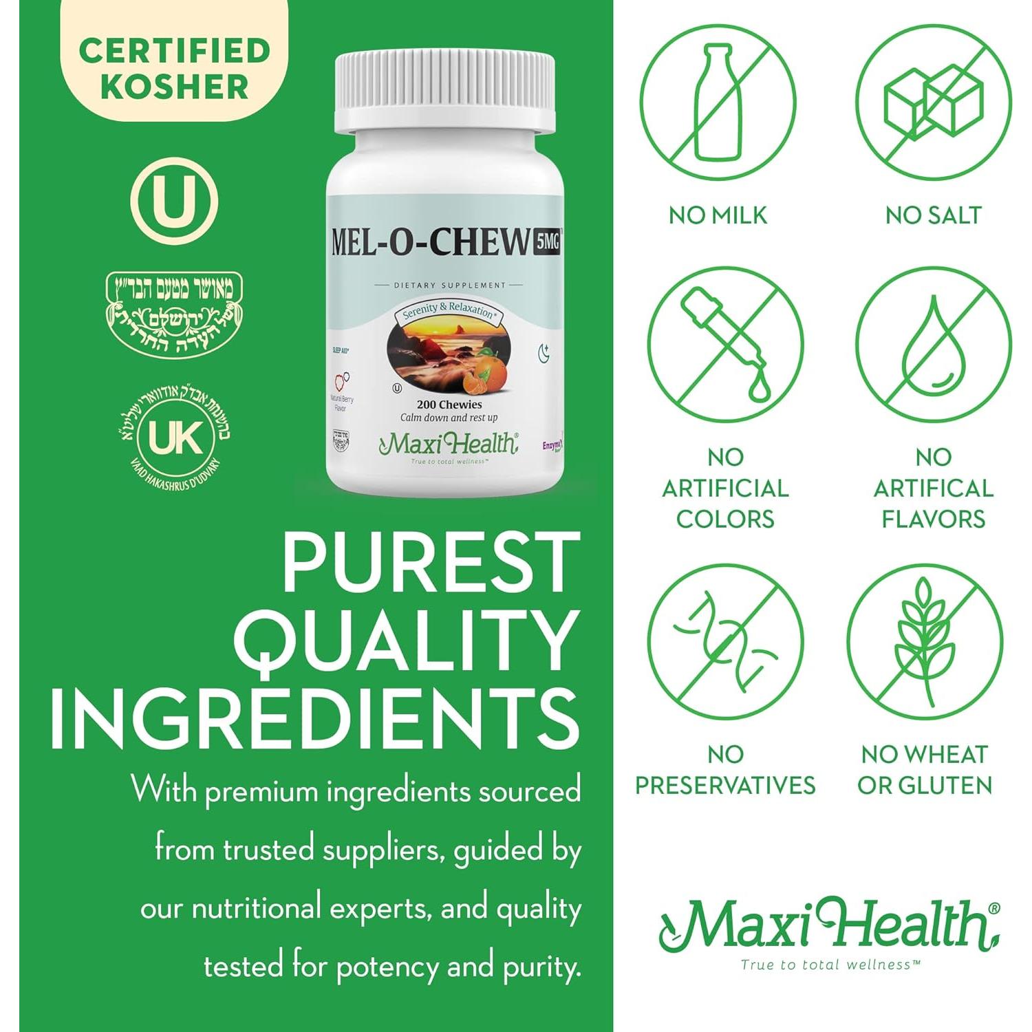 Melatonina Masticable 5mg Maxi Health - 100 Unidades Sabor Bayas