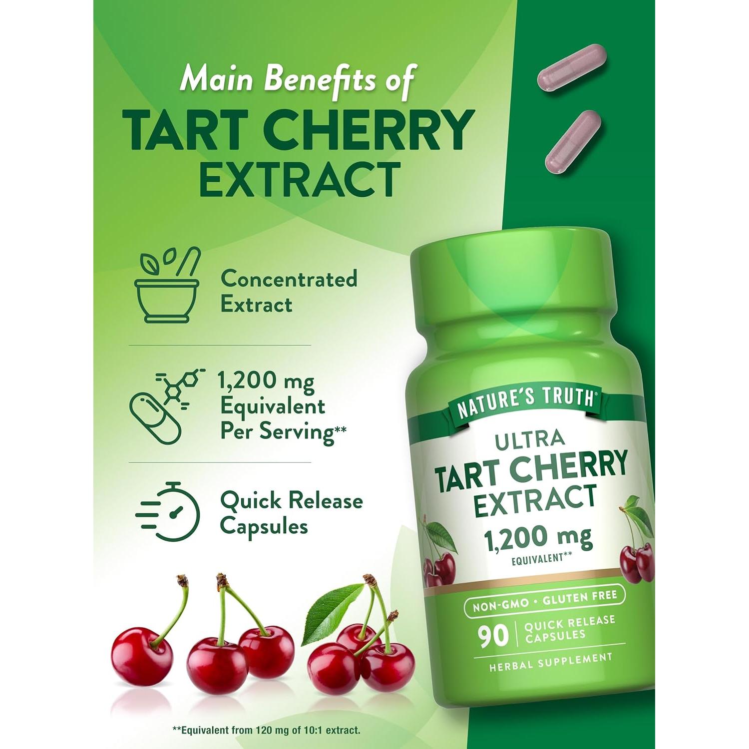 Extracto de Cereza Ácida Nature's Truth 1200 mg 90 Cápsulas