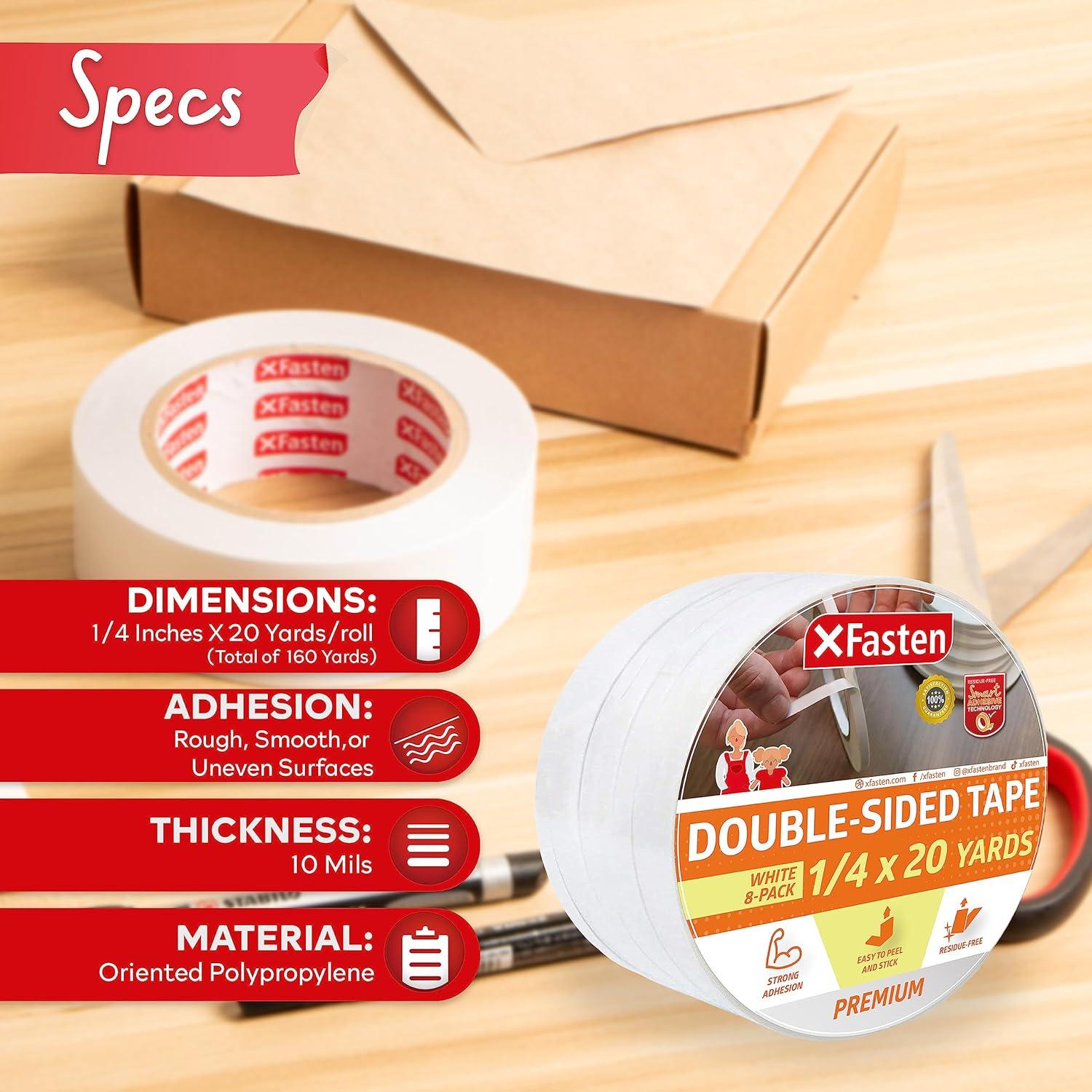 Cinta Doble Cara XFasten 0.64 cm x 18.29 m Paquete de 8