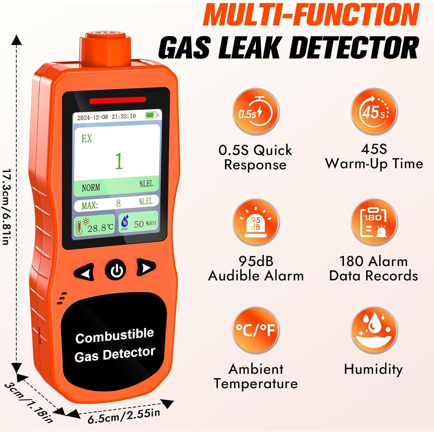 Detector de Fugas de Gas ZYKYCX ZY-Ex4000, Recargable 0-100% LEL