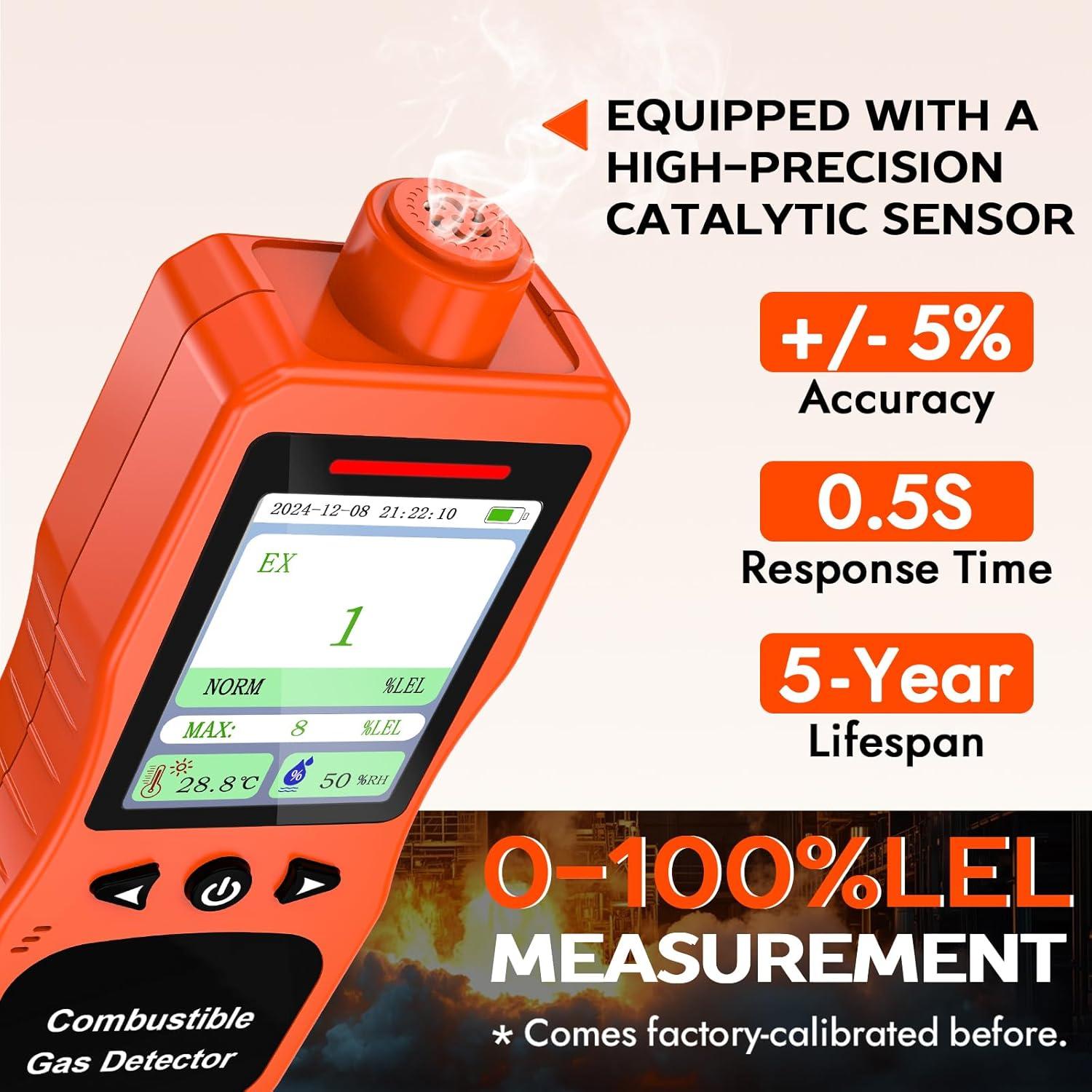 Detector de Fugas de Gas ZYKYCX ZY-Ex4000, Recargable 0-100% LEL