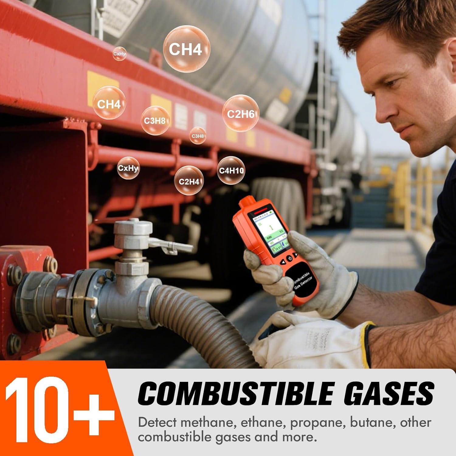 Detector de Fugas de Gas ZYKYCX ZY-Ex4000, Recargable 0-100% LEL