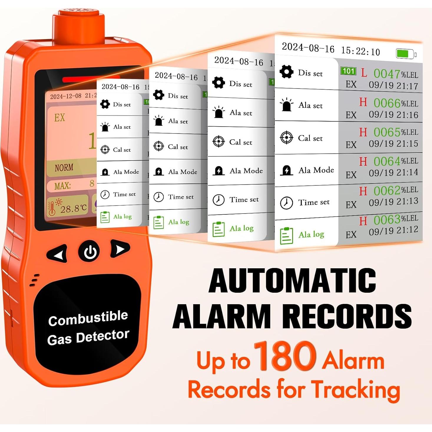 Detector de Fugas de Gas ZYKYCX ZY-Ex4000, Recargable 0-100% LEL