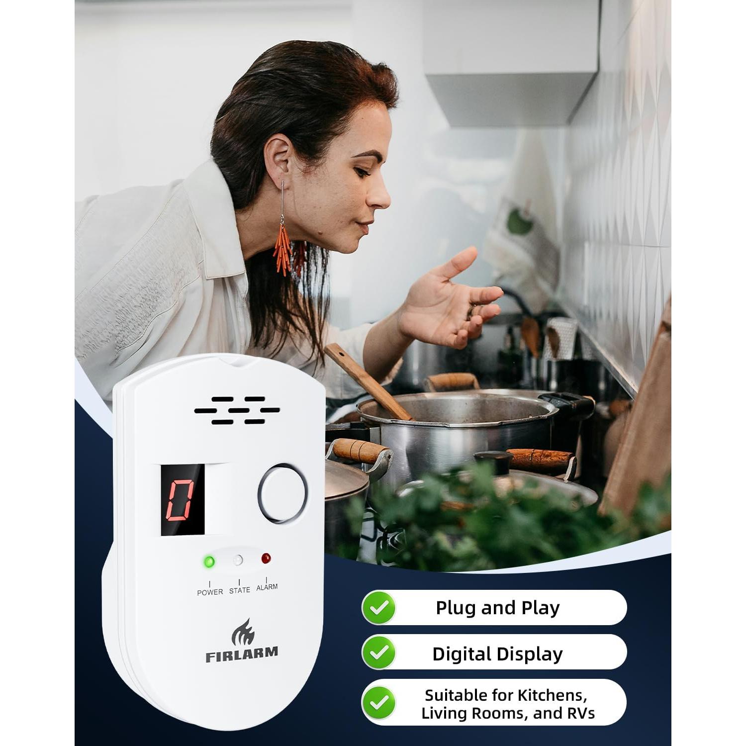 Detector de Gas Natural Firlarm BRJ-502 con Alarma 85dB