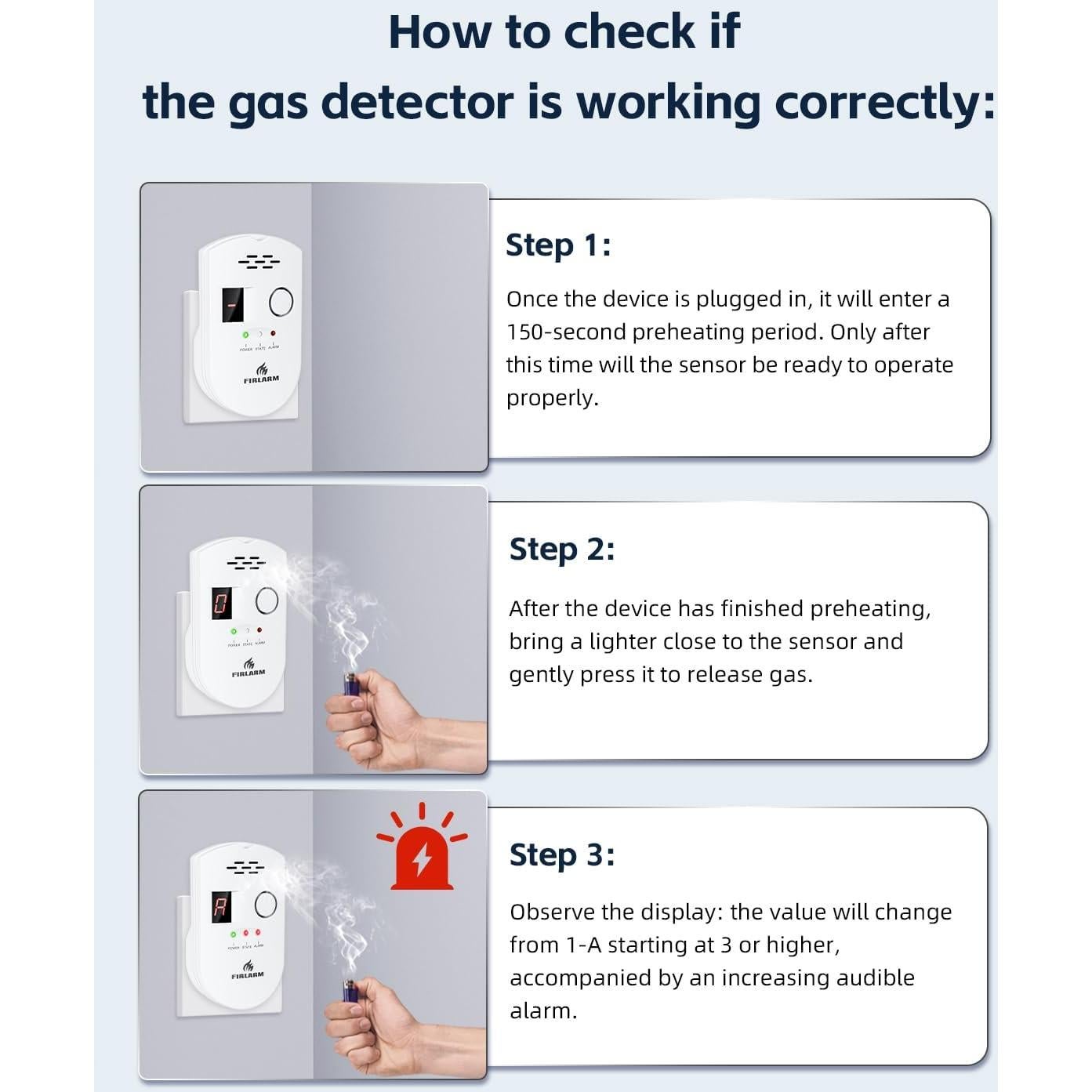 Detector de Gas Natural Firlarm BRJ-502 con Alarma 85dB