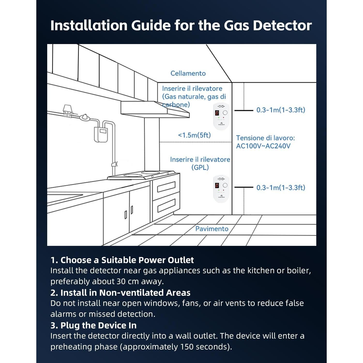 Detector de Gas Natural Firlarm BRJ-502 con Alarma 85dB