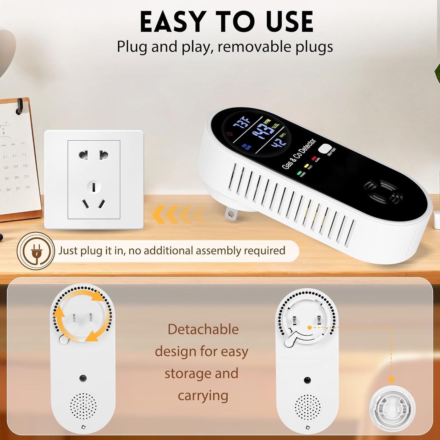 4 Detectores de Monóxido de Carbono Enchufables Lunarlipes KH158