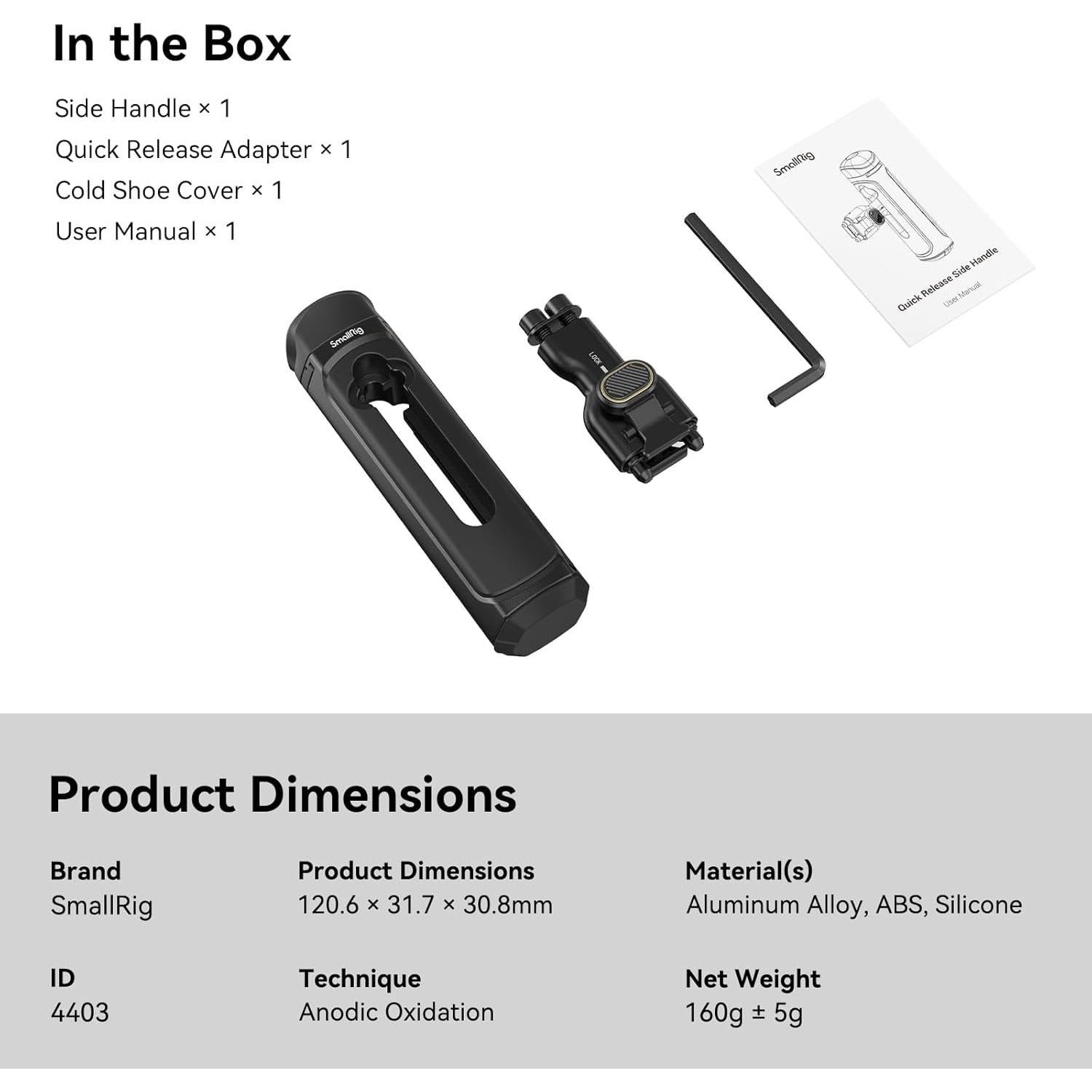 Mango Lateral de Liberación Rápida SmallRig 4403 para Cage Móvil