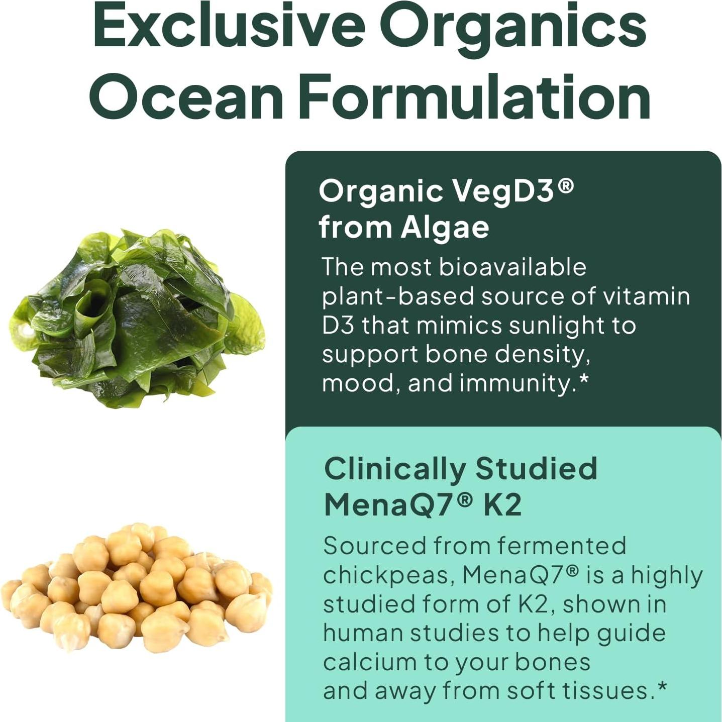 Suplemento Vitamina D3 + K2 Organics Ocean 30 Gel Suaves