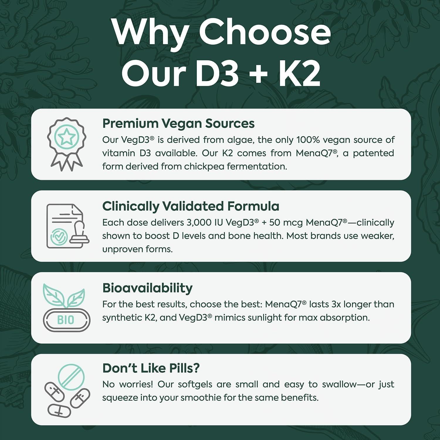 Suplemento Vitamina D3 + K2 Organics Ocean 30 Gel Suaves