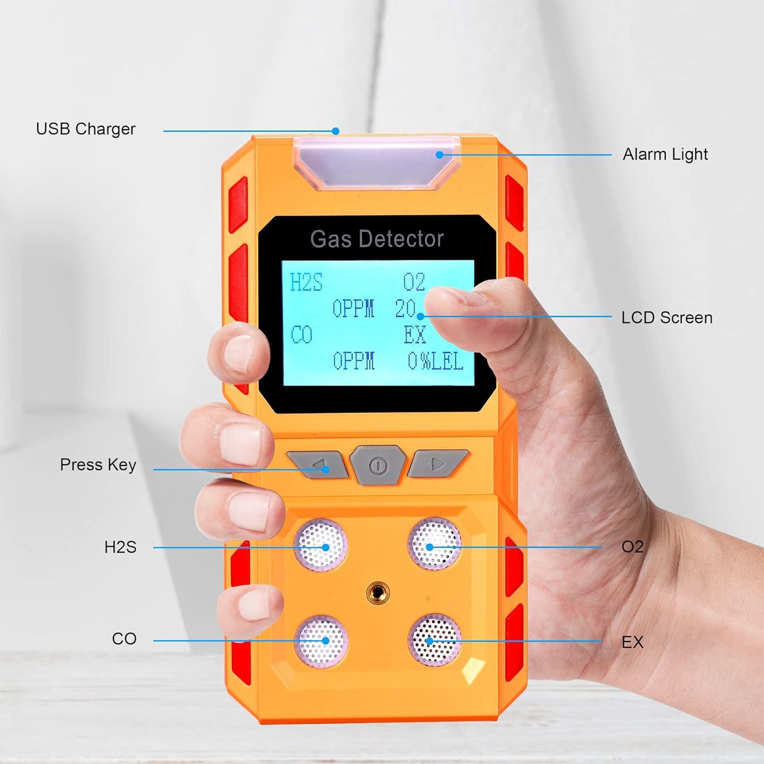 Detector de Gas Portátil Scondaor 4 en 1 con Pantalla LCD
