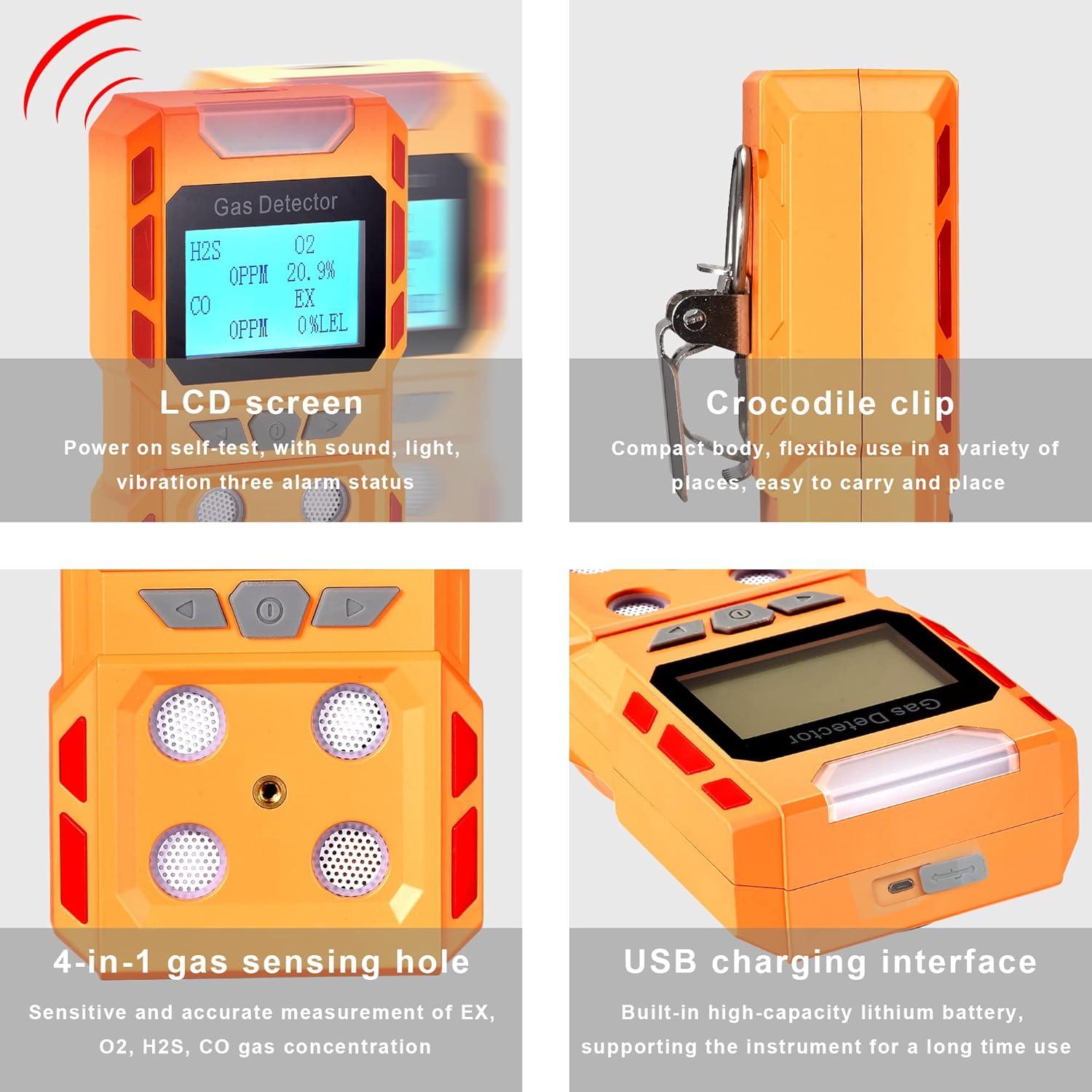 Detector de Gas Portátil Scondaor 4 en 1 con Pantalla LCD
