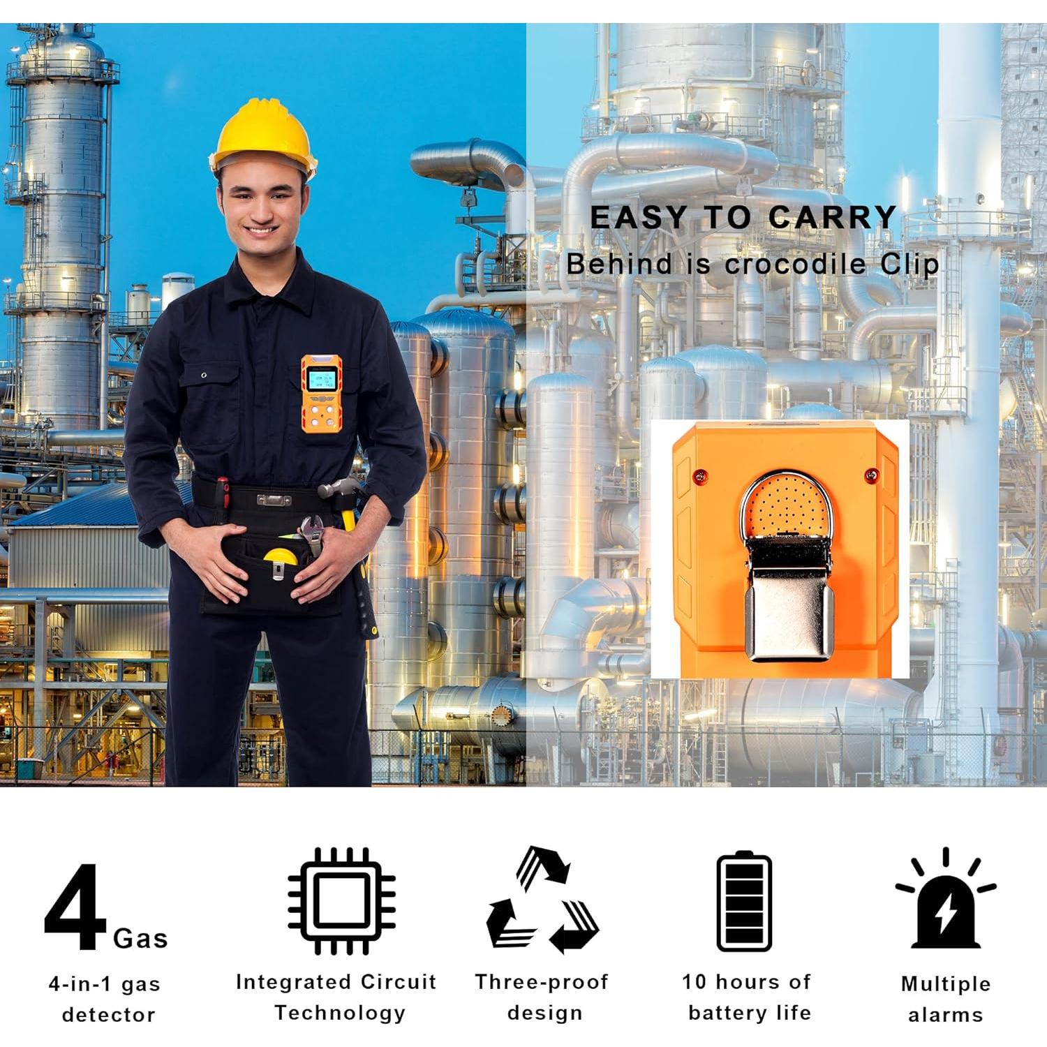 Detector de Gas Portátil Scondaor 4 en 1 con Pantalla LCD