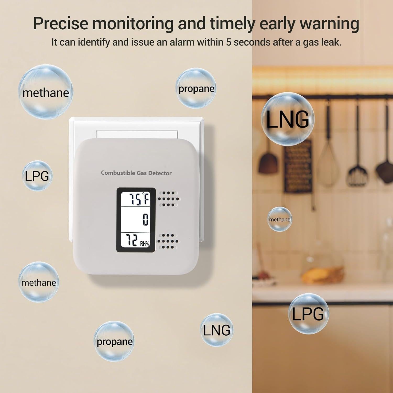 Detector de Fugas de Gas 3-en-1 EVITRY Y401 Pro Conectable