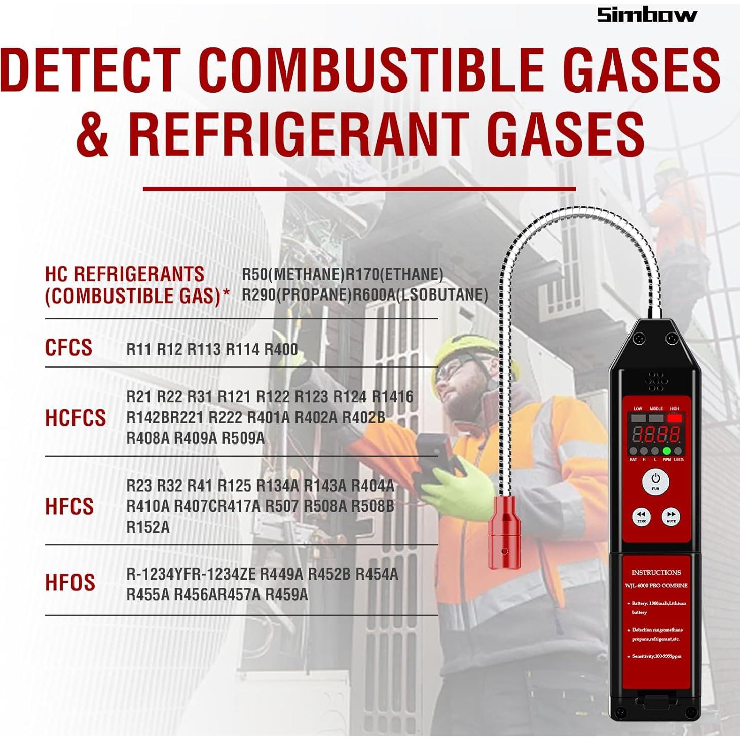 Detector de Fugas de Gas Refrigerante SIMBOW WJL-6000PRO