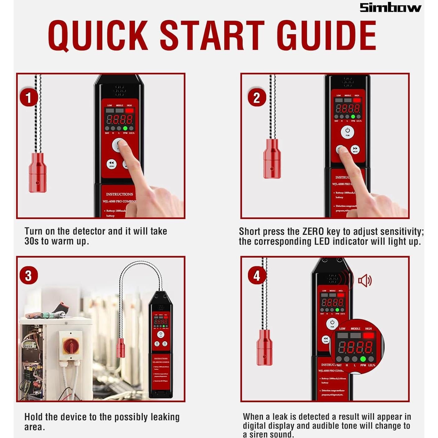 Detector de Fugas de Gas Refrigerante SIMBOW WJL-6000PRO