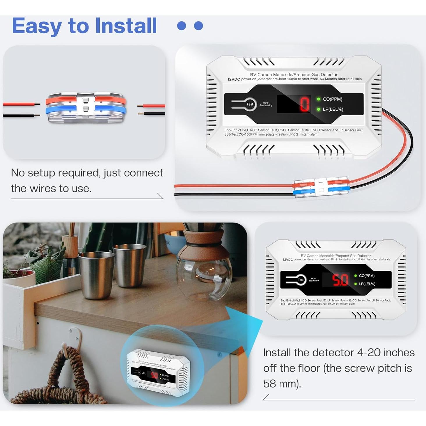 Detector de Monóxido de Carbono y Gas Propano Funomo B03