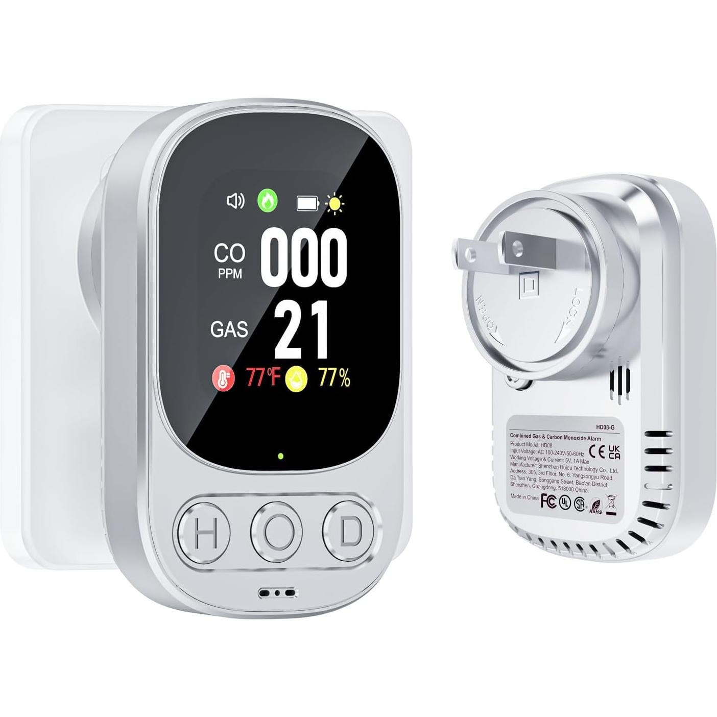 Detector de Monóxido de Carbono 4-en-1 ByAnciel HD08 - Pantalla Digital