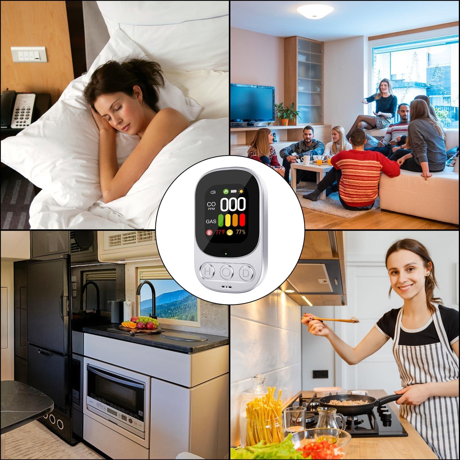 Detector de Monóxido de Carbono 4-en-1 ByAnciel HD08 - Pantalla Digital