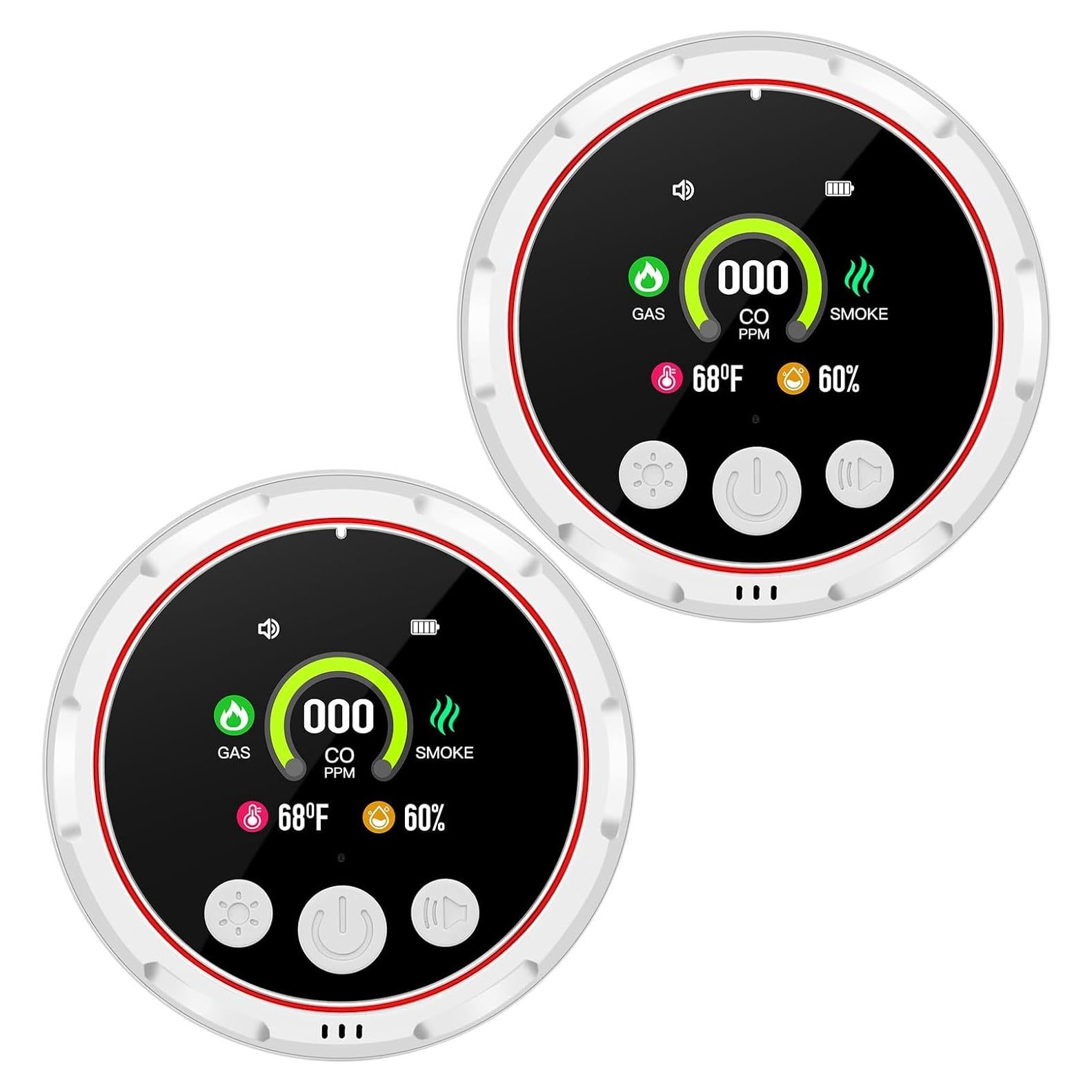 Paquete de 2 Detectores de Monóxido de Carbono Chyuuie 5-en-1