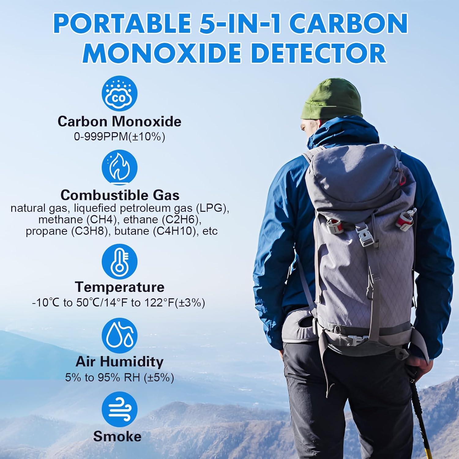 Paquete de 2 Detectores de Monóxido de Carbono Chyuuie 5-en-1