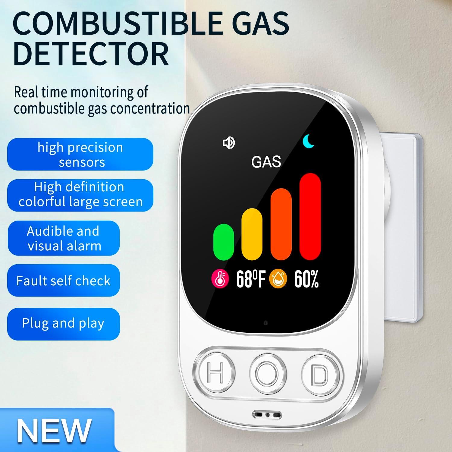 Detector de Gas Natural HISHELL HD05 3 en 1 con Alarma 85dB