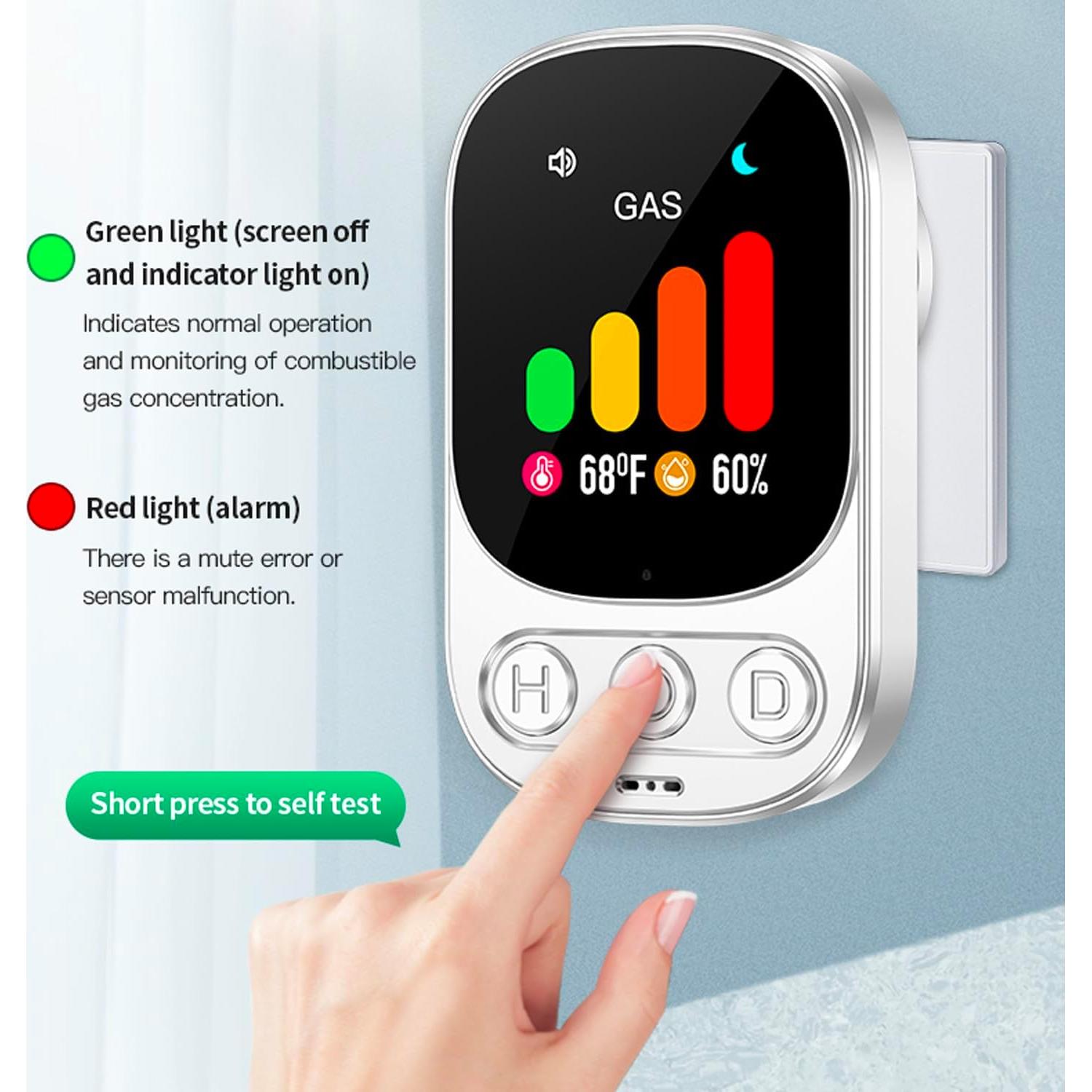 Detector de Gas Natural HISHELL HD05 3 en 1 con Alarma 85dB